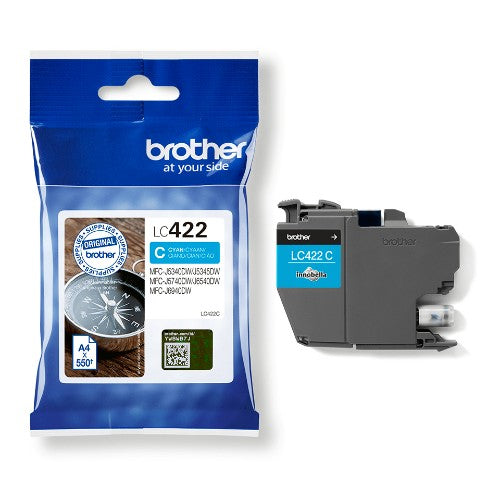 Brother LC422C Ink Cartridge — Original, Cyan, 550 pages