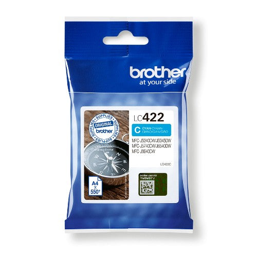Brother LC422C Ink Cartridge — Original, Cyan, 550 pages